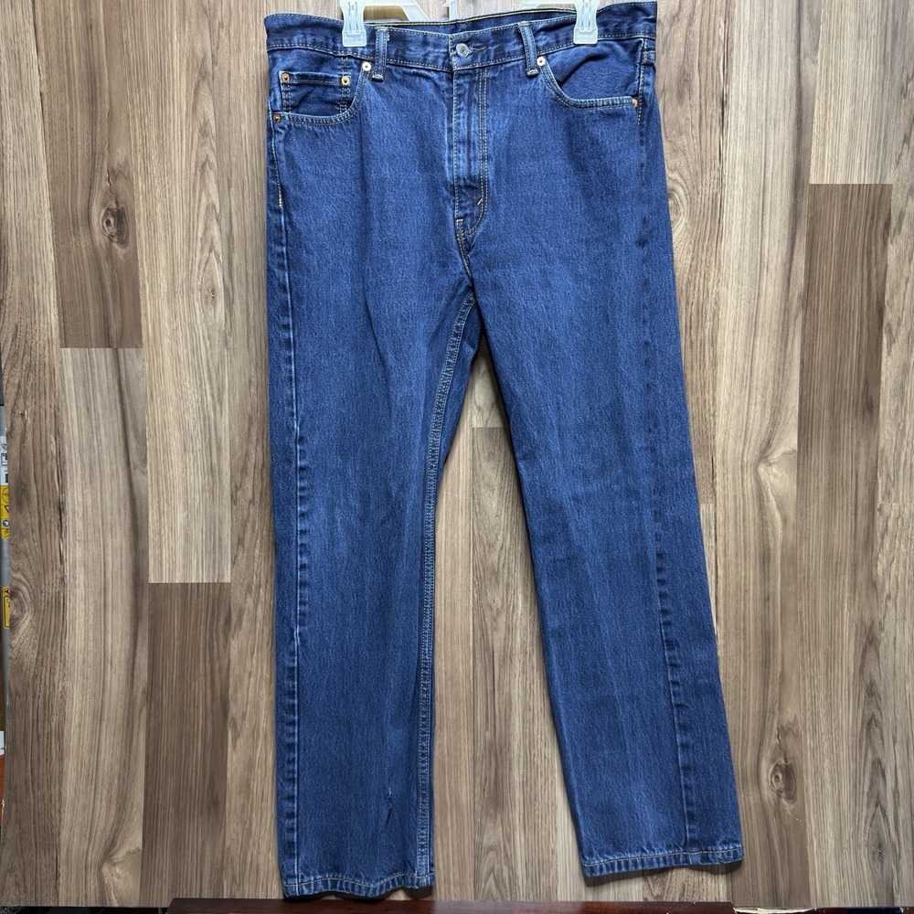 Levis 505 Mens 38x32 Light Wash Blue Straight Leg Regular Fit Jeans